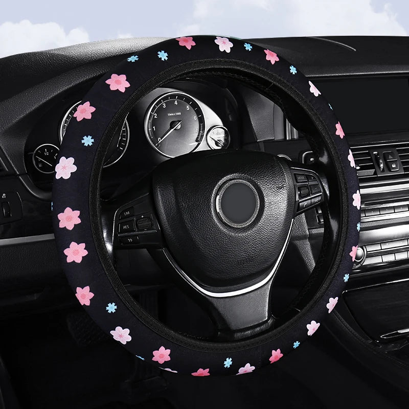 Small Fresh Flower Elastic No Inner Ring General Purpose Car Steering Wheel Cover