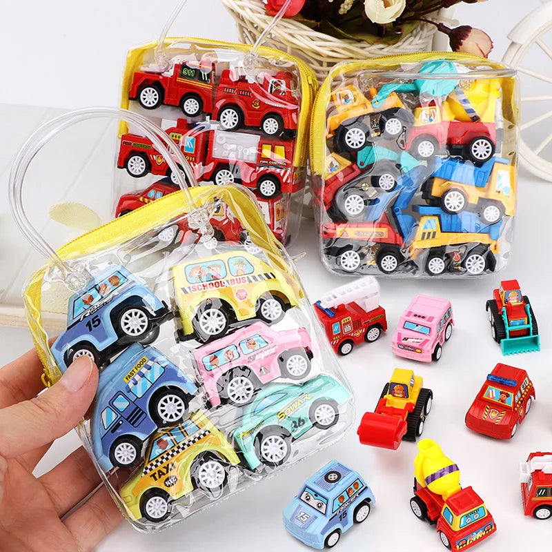 6Pcs Mini Inertial Pull Back Engineering Car Set