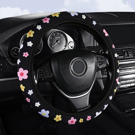 Small Fresh Flower Elastic No Inner Ring General Purpose Car Steering Wheel Cover