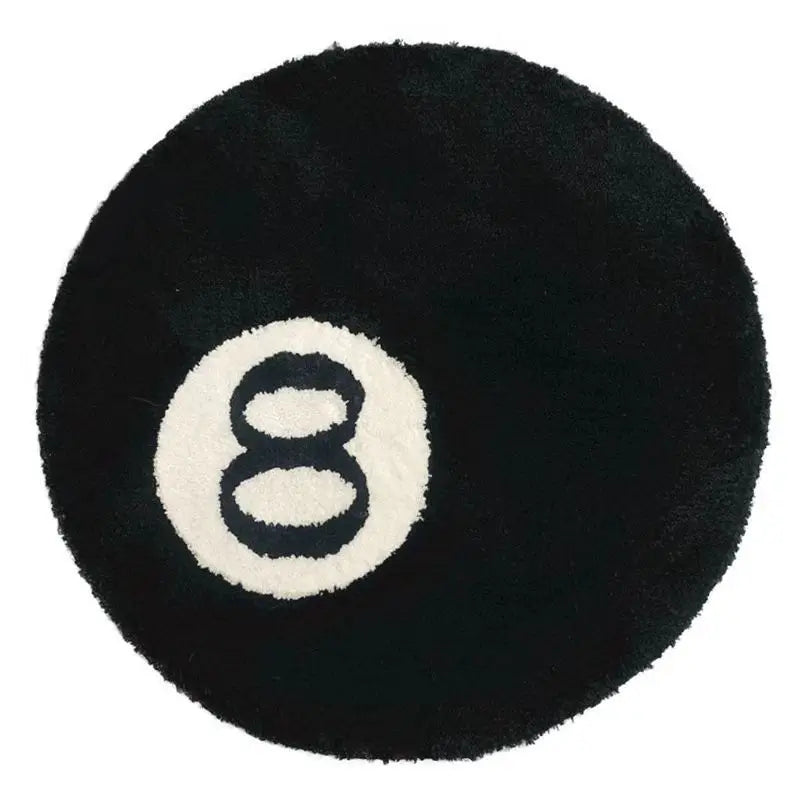 1 Pack Black Billiards 8 Ball Plush Soft Bedroom Rug