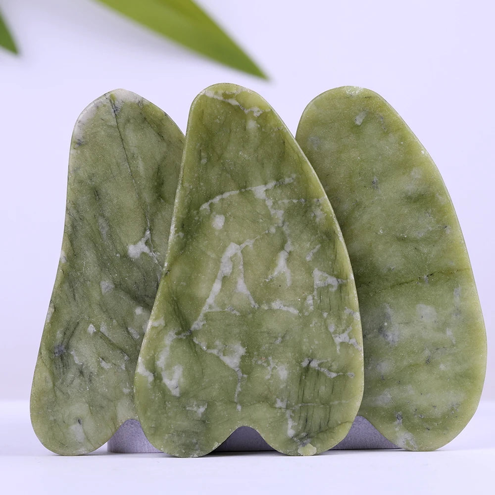 Natural Jade Face Roller Gua Sha Scraper Set Masssager