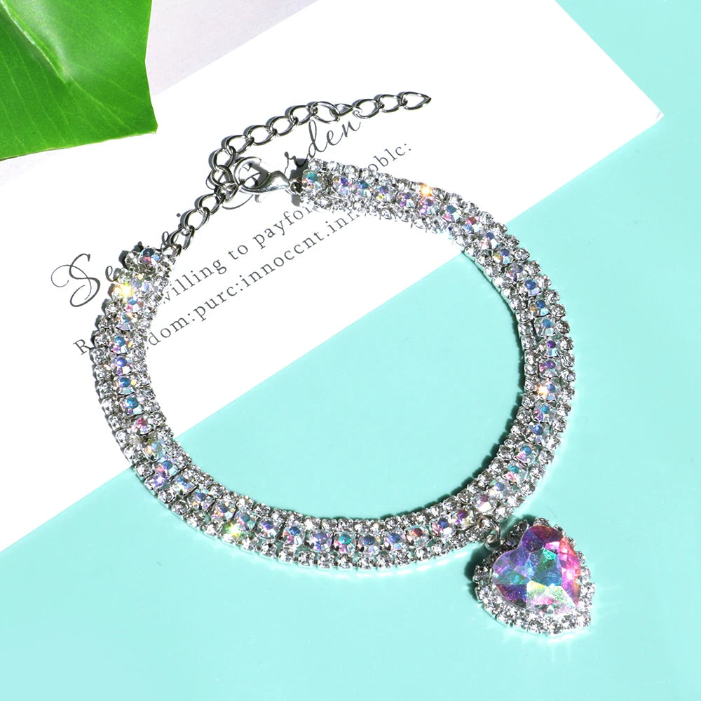 Cute Luxury Crystal Diamond Cat Dog Collar Pendant