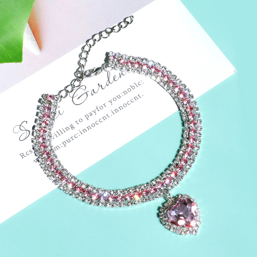 Cute Luxury Crystal Diamond Cat Dog Collar Pendant