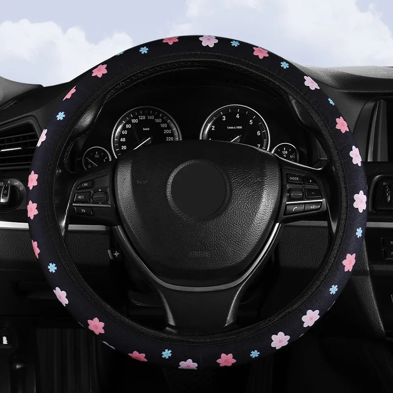 Small Fresh Flower Elastic No Inner Ring General Purpose Car Steering Wheel Cover