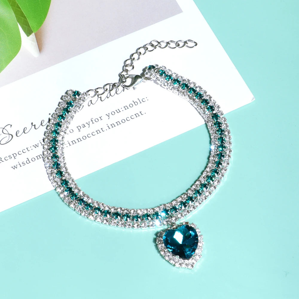 Cute Luxury Crystal Diamond Cat Dog Collar Pendant