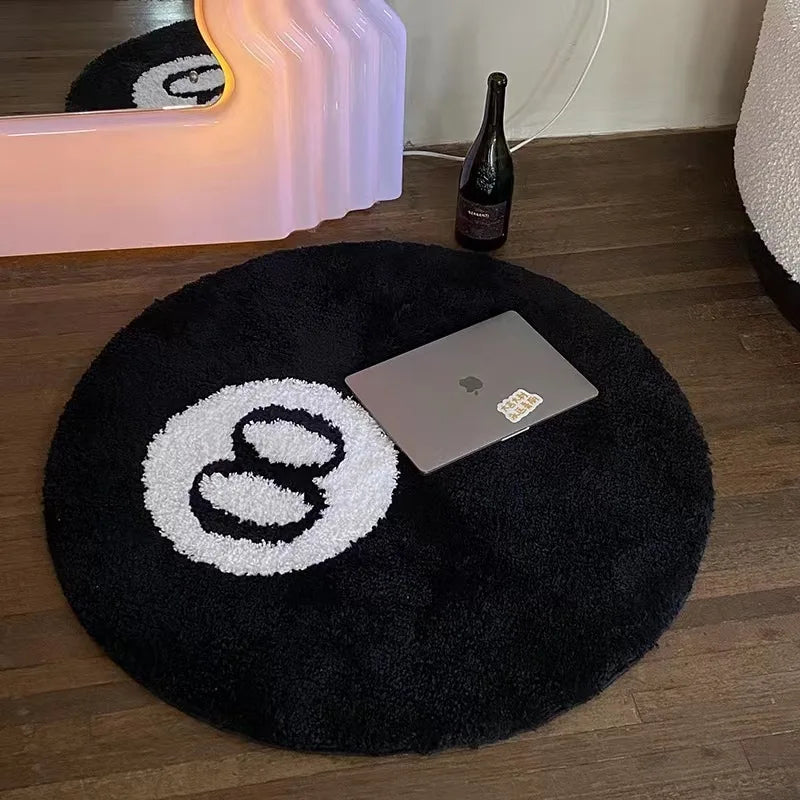 1 Pack Black Billiards 8 Ball Plush Soft Bedroom Rug