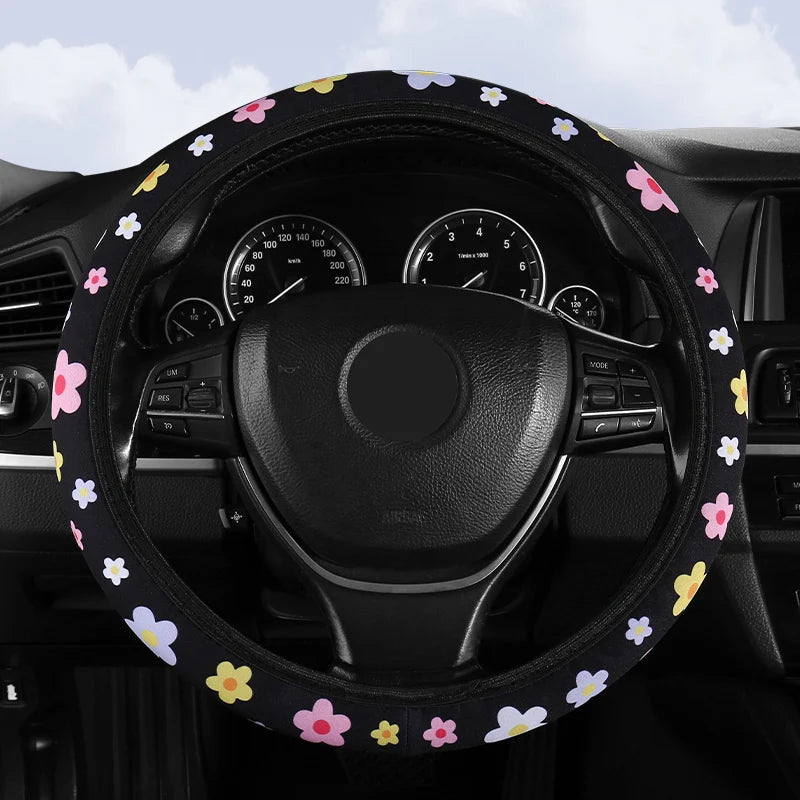 Small Fresh Flower Elastic No Inner Ring General Purpose Car Steering Wheel Cover