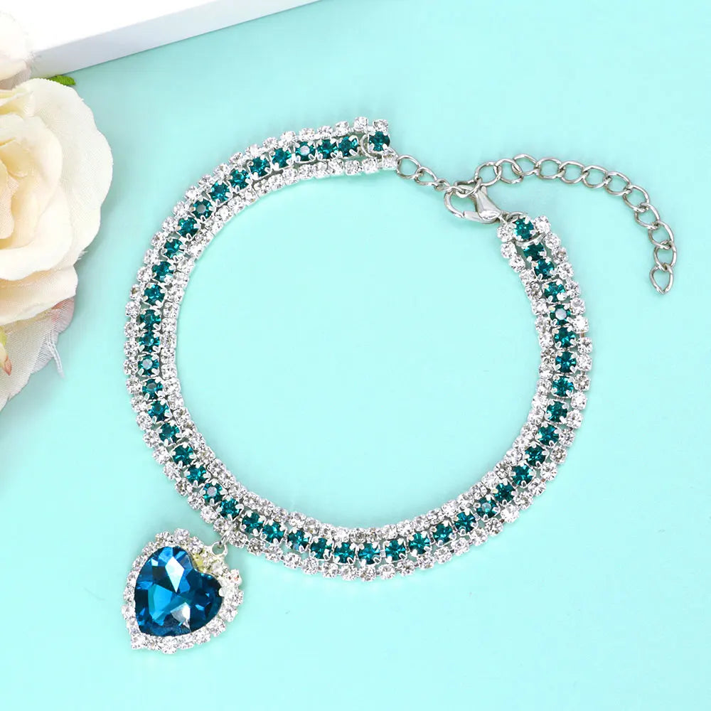 Cute Luxury Crystal Diamond Cat Dog Collar Pendant