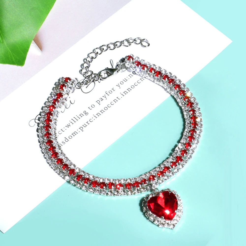 Cute Luxury Crystal Diamond Cat Dog Collar Pendant